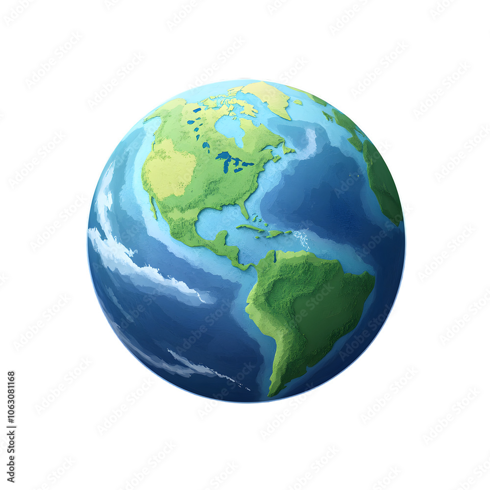 Wall mural planet earth or world globe with oceans and water flat vector color icon for apps and websites