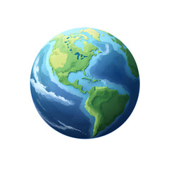 Fototapeta premium Planet earth or world globe with oceans and water flat vector color icon for apps and websites