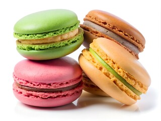 colorful macaroons isolated on white background