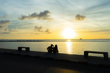 Sunset at beach. Nathon beach, Samui, Thailand.