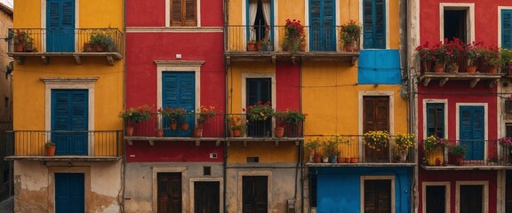 Colorful Sicilian Facades of Italian Houses