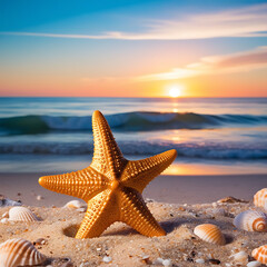 Beach and sunset Generative AI
