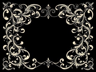 An elegant and intricate design featuring calligraphic elements such as swirls, flourishes, and ornate lettering, illustration, creative