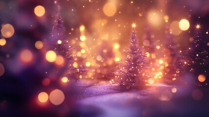 Naklejka premium A Single Christmas Tree Glowing in a Forest of Lights