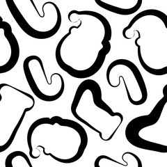 seamless pattern with New Year's icons, namely with a New Year's sock, candy and Santa Claus