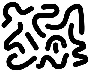 Abstract black curvy line set for decoration. Vector illustration. Children doodle line hand drawing.