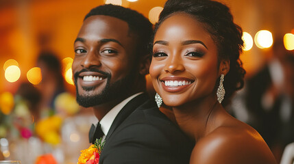 Photo of a bride and groom at a wedding