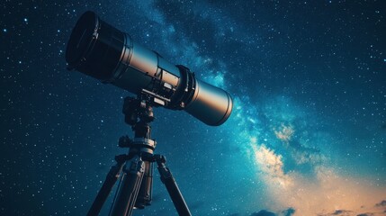 A powerful space telescope positioned beneath a clear sky full