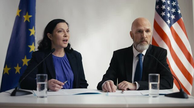 EU and US female and male commissioners discussing gender equality issues