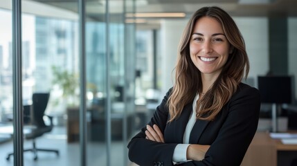 A professional businesswoman smiling confidently