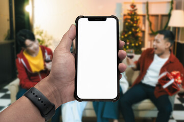 Mockup image of smartphone with blank white screen.