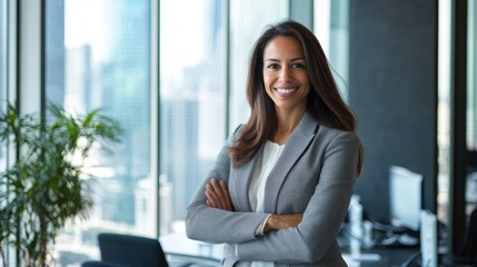 A professional businesswoman smiling confidently