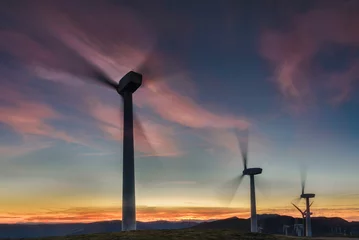 Fotobehang Aubergine Sunset over the  at the top of Picon Blanco, in Espinosa de los Monteros, Burgos  © patxi