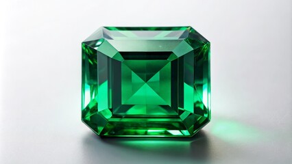 Fototapeta premium Minimalist Photography of a Natural Green Emerald Isolated on a Crisp White Background for Elegant and Modern Decor or Jewelry Display in Stock Photography