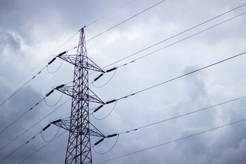 Large Electrical Tower with Dramatic Cloudy Sky