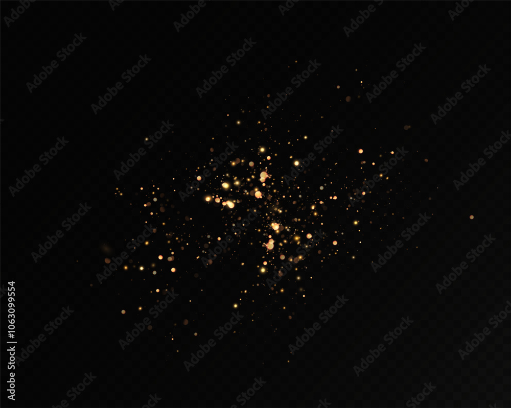 Aufkleber Christmas glowing bokeh. A blur of sparks and golden stars sparkle with a special light. Golden bokeh effect.
