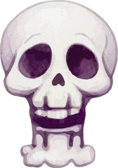 Obraz premium White Skull Halloween Watercolor Illustration