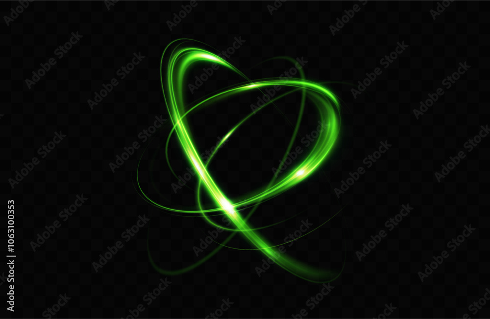 Fototapete Green neon ring. Glowing circle. Glow effect. Round light frame. abstract light lines of movement and speed. Abstract light lines of movement and speed. light green ellipse.