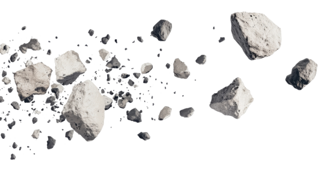 Asteroids travel through space, capturing the beauty of cosmic motion