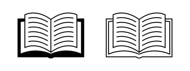 Book icon. Open book icon. Education sign symbol. Education simple thin line icons. E-learning, tutorial, distance learning