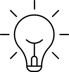 Light Bulb line icon, isolated on white background. Idea sign, solution, thinking concept. Lighting Electric lamp, electricity, shine, shiny. Flat style for graphic design, logo, web site, UI.