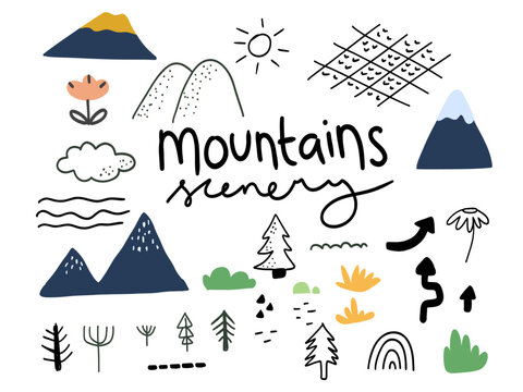 Mountain scenery doodle hamd drawing nature