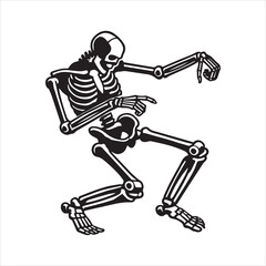 Fototapeta premium Funny Skeleton Dancing Vector illustration - Funny Skeleton clipart design