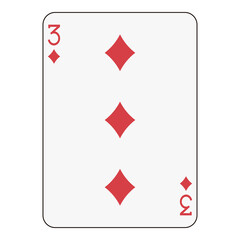 Three of Diamonds Playing Card - Standard Card Game Design
