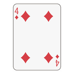 Four of Diamonds Playing Card - Professional Card Game Design
