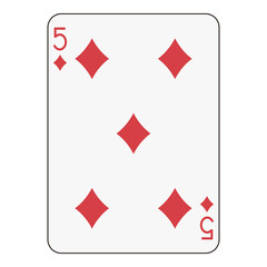 Five of Diamonds Playing Card - Standard Card Game Design
