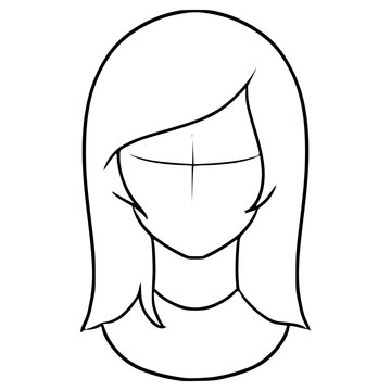 recommend clip art: straight hair wig illustration hand drawn outline vector