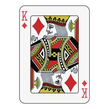 King of diamonds playing card, bold red and black classic design with royal details.
