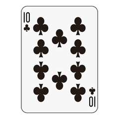 Ten of Clubs Playing Card - Standard Card Game Design
