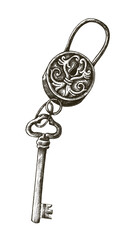 Hand drawn vintage key sticker design element