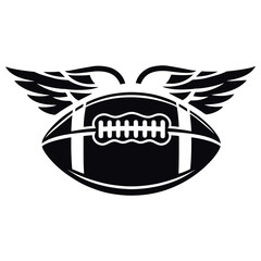 Obraz premium American football ball, black logo, vector silhouette