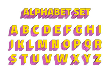 Transparent layered alphabet set retro typeface