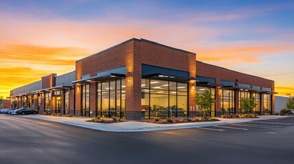Fototapeta premium Modern Retail Storefront at Sunset