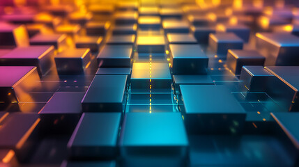 Abstract hexagonal pattern with glowing lights. Abstract Dots and Lines: AI Technology and Data Flow Motion.
