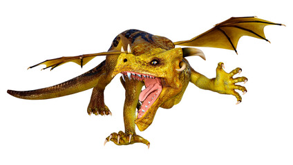Fototapeta premium 3D Rendering Fairy Tale Dragon on White