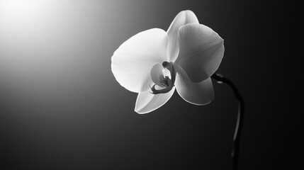 Fototapeta premium An intimate shot of a single orchid flower in full bloom,