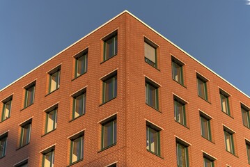 Residential building with brick facade in Berlin.