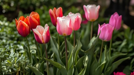 Obraz premium An intimate shot of individual tulips showcasing their vibrant