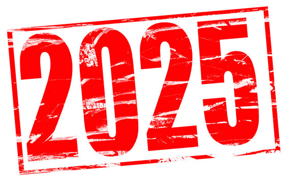 Digital composite. .Red rubber stamp effect for the year 2025.