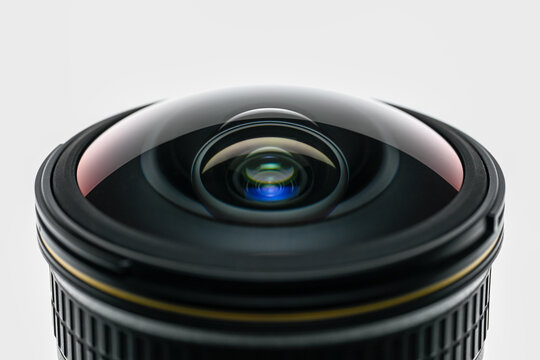 Fisheye camera lens isolated on white background