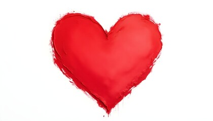 Bold red heart shape painted with brush strokes on a white canvas