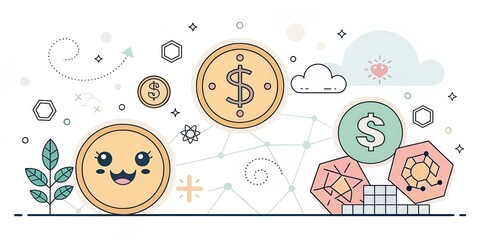 cute cartoon cryptocurrency background