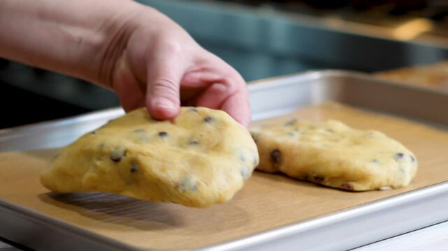  Freshly baked chocolate chip biscotti's for dunking in your favorite coffee. Homemade pastries dipped in chocolate for anytime of day but great with coffee.