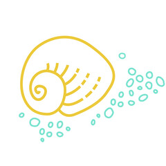 Obraz premium Illustration of line art tropical sea elements, seashells. Doodles of marine life. Sea decor for scrapbook, card. Ocean, sea creatures. Maritime illustration