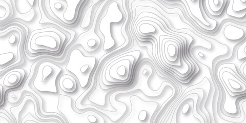 Lines map seamless topographic contour lines vector pattern. Geographic map and topographic contours map background. White wave paper reliefs.	
