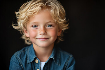 portrait of an white little boy with a smile